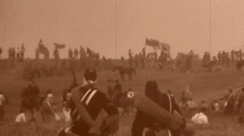 BATTLEFIELD Men Flags Cavalry American Civil War 1864 Vintage Film Home Movie Vídeos de archivo 5505533