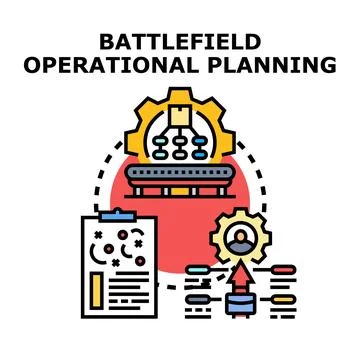 Battlefield operational planning developing strategic mission process Stock Illustration