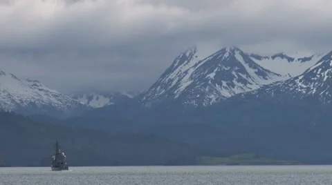 Battleship coming about Stock Footage 7751172