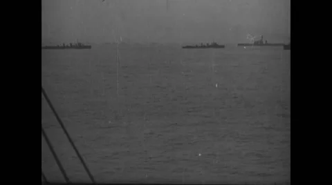 Battleship moving in sea Stock Footage 43335199