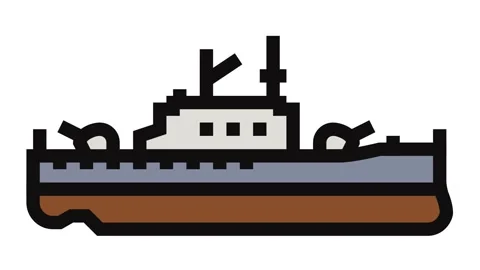 Battleship weapon war color icon animation Stock Footage 326098178