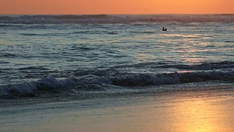 Batu Bolong beach at sunset Stock Footage 116516648