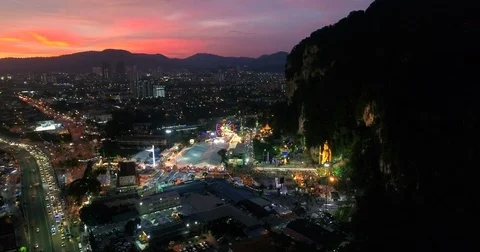Batu Caves 360 degree view at sunset, Malaysia Stock Footage 85301278