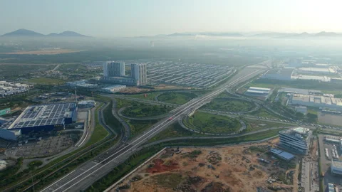 Batu Kawan E&amp;E Manufacturing Workforce Housing Aerial - Penang Highway 4K Stockbeeldmateriaal 331981395