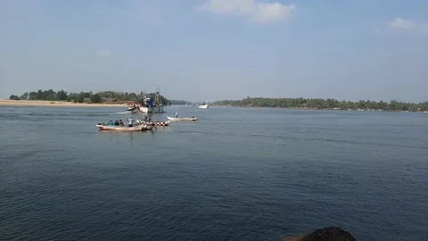 Batul beach areal view, batul beach fishing point view, goa. Stock Footage 157613766