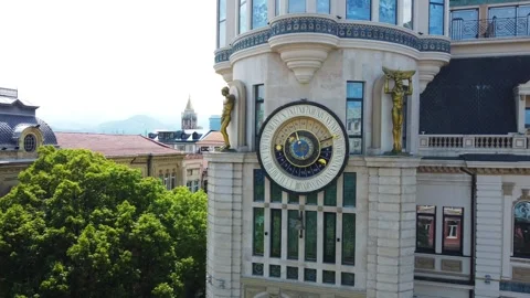 Batumi Astronomical Clock Tower - Building Facade View Stock Footage 254871479