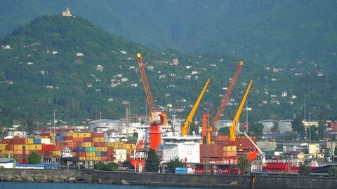 Batumi cargo port Stock Footage 99657782