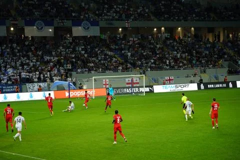 Batumi, Georgia - August 05, 2021: Football match at the stadium Stock Photos