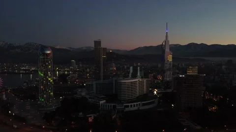 Batumi at night, drone view Stock Footage 223662092