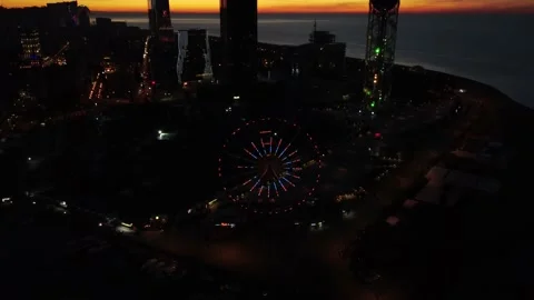 Batumi at night, drone view Stock Footage 223662098