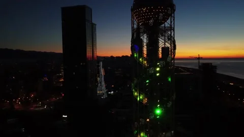 Batumi at night, drone view Stock Footage 223662109
