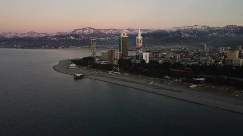 Batumi at sunset, view from the drone Stock Footage 223662086