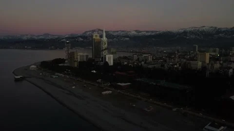 Batumi at sunset, view from the drone Stock Footage 223662094