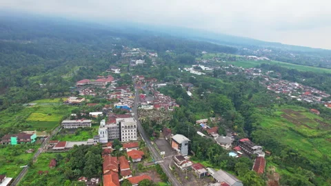 Baturraden town, Banyumas regency, Java island, Indonesia, with local houses Stock Footage 341674154