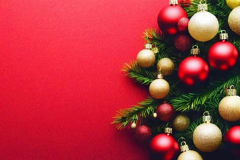 Bauble on Christmas tree with copy space Stock Illustration