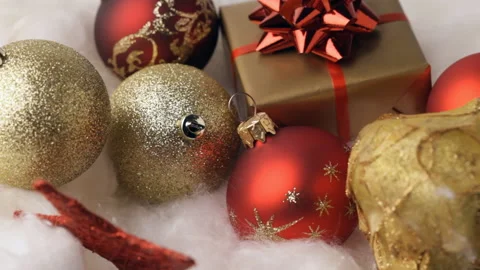 Baubles and gift box Stock Footage 95221151