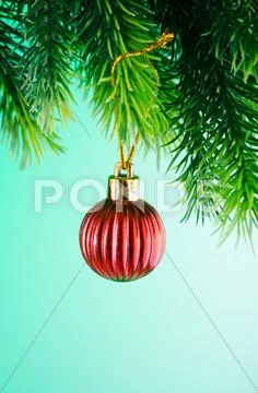 Baubles on christmas tree in celebration concept Stock Photos
