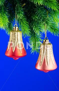 Baubles on christmas tree in celebration concept Stock Photos