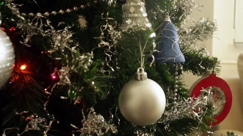 Baubles Plastic Gray Silver Blue Christmas  Tree Decoration Holidays 動画素材 70848064