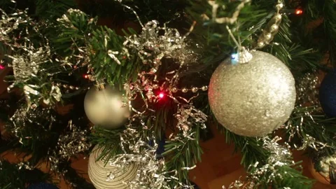 Baubles Plastic Gray Silver Lights Christmas Tree Decoration Holidays 動画素材 70848020