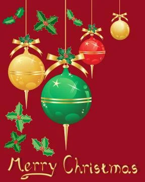 Baubles on red Stock Illustration