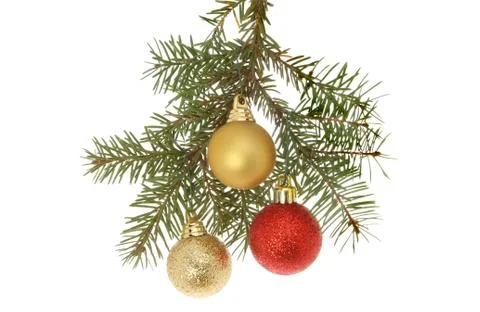 Baubles in tree Stock Photos