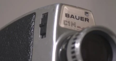 Bauer C1M Super 8mm video Camera Turntable battery Disposal Old Technology Stock Footage 244654781