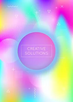 Bauhaus background with liquid shapes. Dynamic holographic fluid Stock Illustration