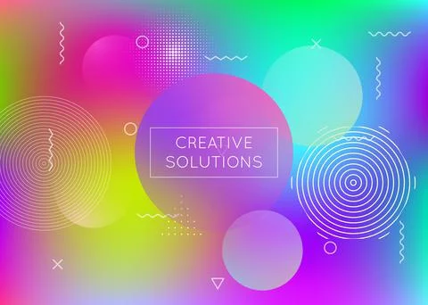 Bauhaus background with liquid shapes. Dynamic holographic fluid Illustrazione stock