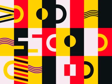 Bauhaus design seamless pattern. Geometric elements memphis retro style. Vect Illustrazione stock