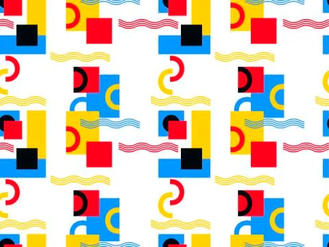 Bauhaus design seamless pattern. Geometric elements memphis retro style. Vect 스톡 일러스트