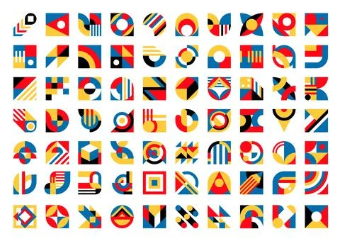 Bauhaus elements of abstract geometric pattern Stock Illustration