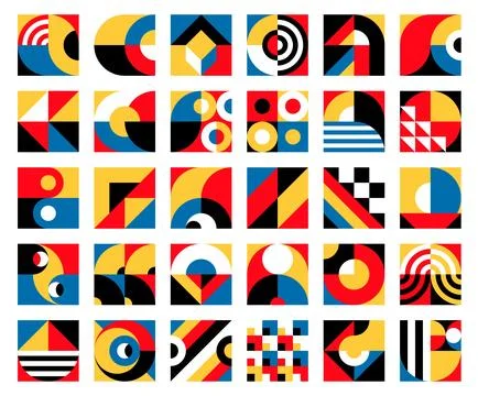 Bauhaus elements with abstract geometric patterns Stock Illustration
