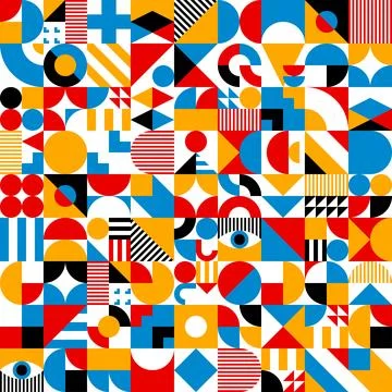 Bauhaus elements seamless pattern, background Illustrazione stock