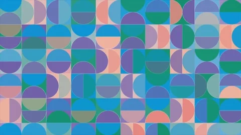 Bauhaus geometric background with squares, circles and semi circles pattern Stock Footage 335676828