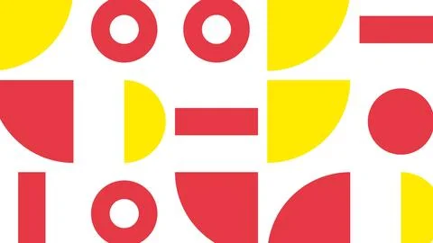 Bauhaus Geometric Pattern Background with Red and Yellow Shapes 스톡 일러스트