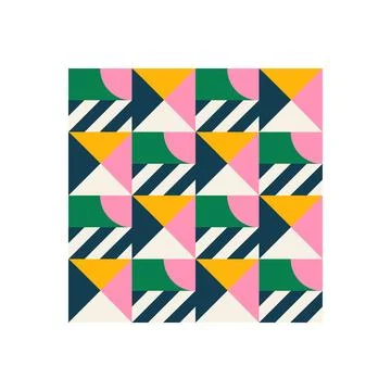 Bauhaus geometric pattern with bold shapes. Modern abstract design for textiles Illustrazione stock