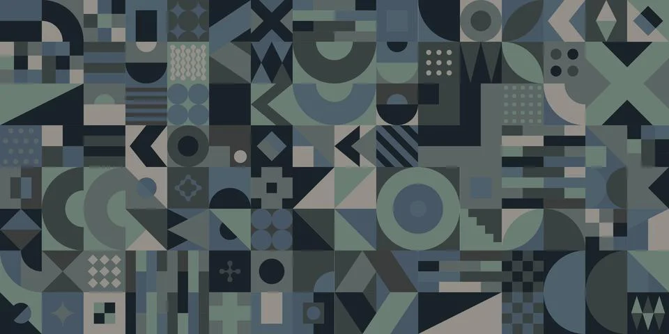 Bauhaus Geometric Pattern Design Background Stock Illustration
