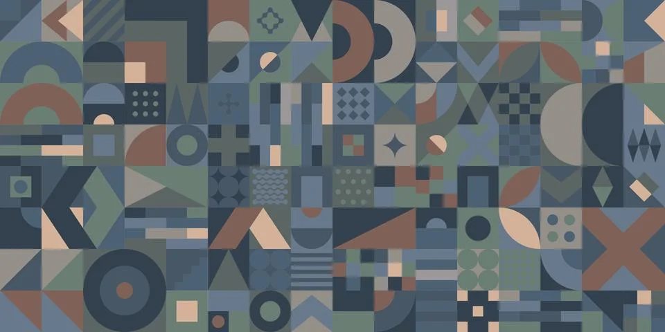 Bauhaus Geometric Pattern Design Background Stock Illustration