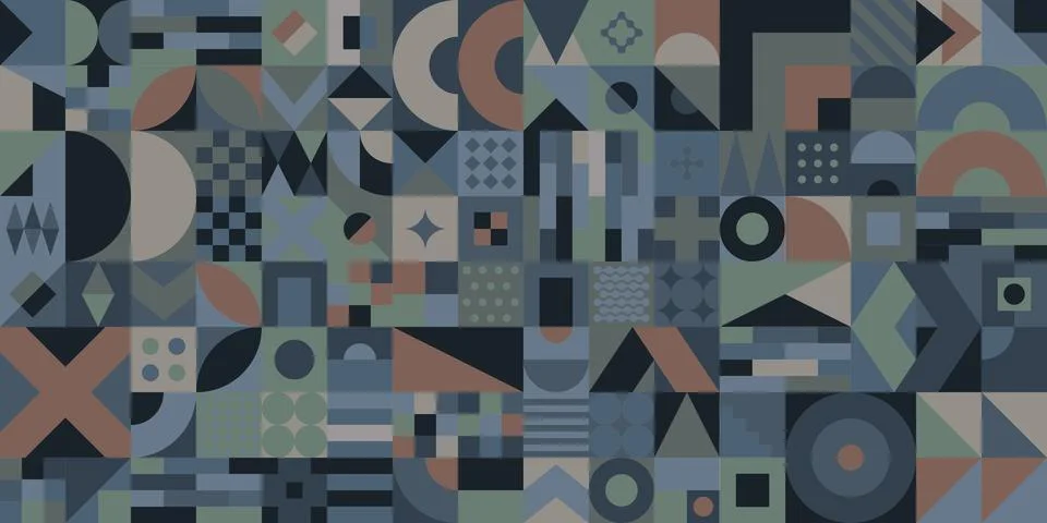 Bauhaus Geometric Pattern Design Background Stock Illustration