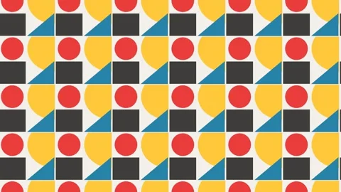 Bauhaus geometric shapes pattern seamless looping background 4K 库存影片 337062774