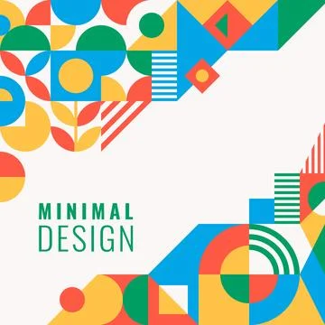 Bauhaus inspired poster with square figures and text. Minimal modern abstra.. Stock Illustration