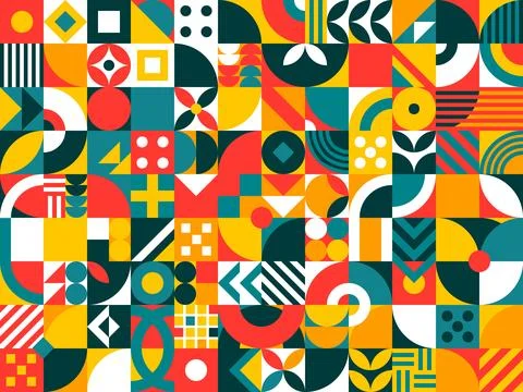 Bauhaus modern geometric pattern grid background Stock Illustration