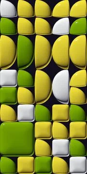 Bauhaus pattern, color mosaic 3d panels. 3d rendering Stock Illustration