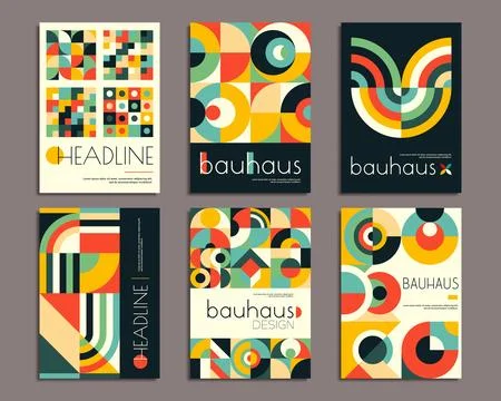 Bauhaus posters with geometric abstract patterns Illustrazione stock