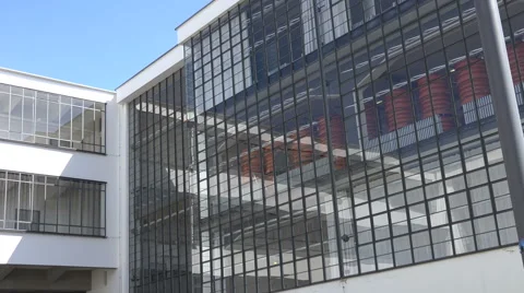 Bauhaus School building: Transparent Workshop Levels, Dessau, Germany Stock Footage 63485890