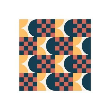Bauhaus seamless geometric pattern with checkered elements. A modern, minimalist Stockillustratie