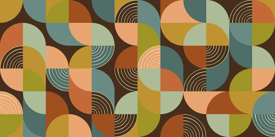 Bauhaus Seamless pattern Of Doodle Creative minimalist Abstract art circle sh Illustrazione stock