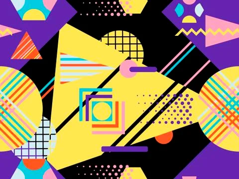 Bauhaus seamless pattern. Geometric elements memphis in the style of 80s. Mod Stock Illustration