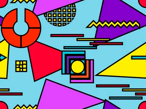 Bauhaus seamless pattern. Geometric elements memphis in the style of 80s. Mod Stock Illustration